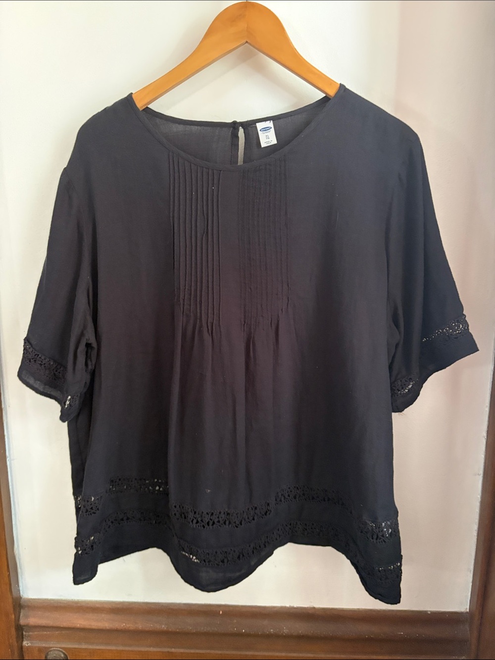 Women's Black Crochet Trim Blouse